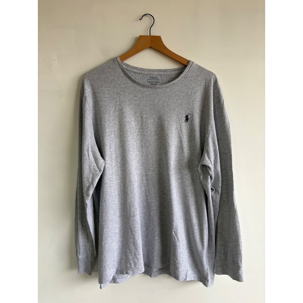 Polo Ralph Lauren Mens XL Long Sleeve T-Shirt Heather Gray Cotton minimalist